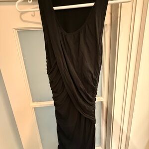 Elegant Black Ruched Sleeveless Dress